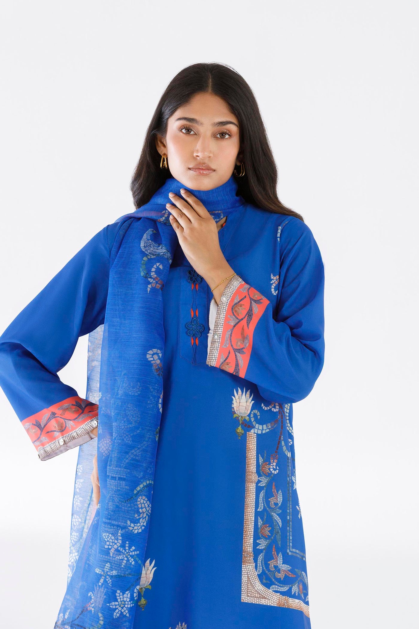 Stitched Printed Crepe Shirt + Dupatta